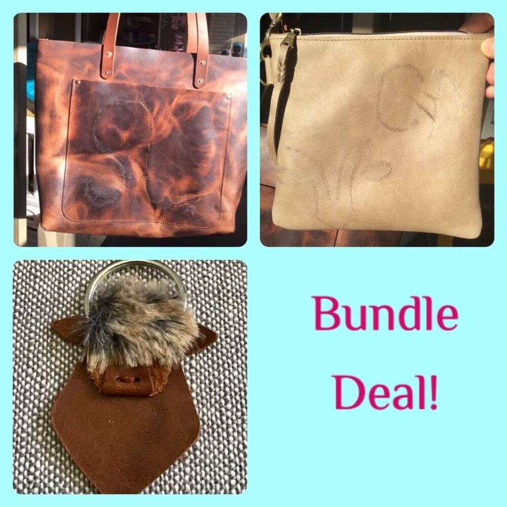 3 piece cattle branded tote set